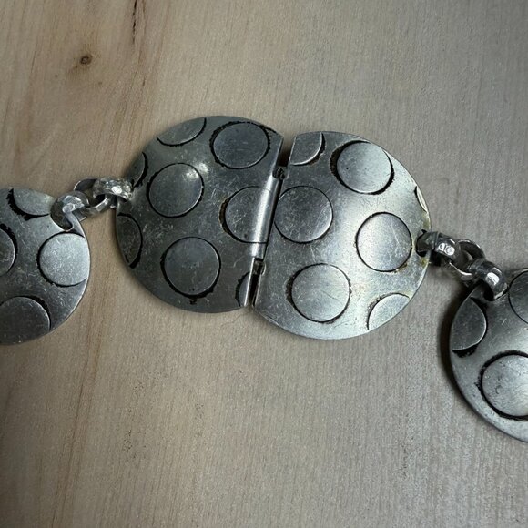VTG 60s Silver Tone Rolo Link Disc Belt 29\